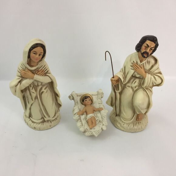 Unbranded Other - (J5) CHRISTMAS PAPIER MACHE COMPOSITION NATIVITY FIGURES 3 PC KOREA